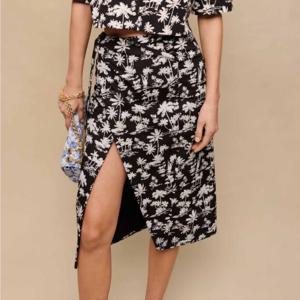 Maje Palm Tree Wrap Skirt Size M